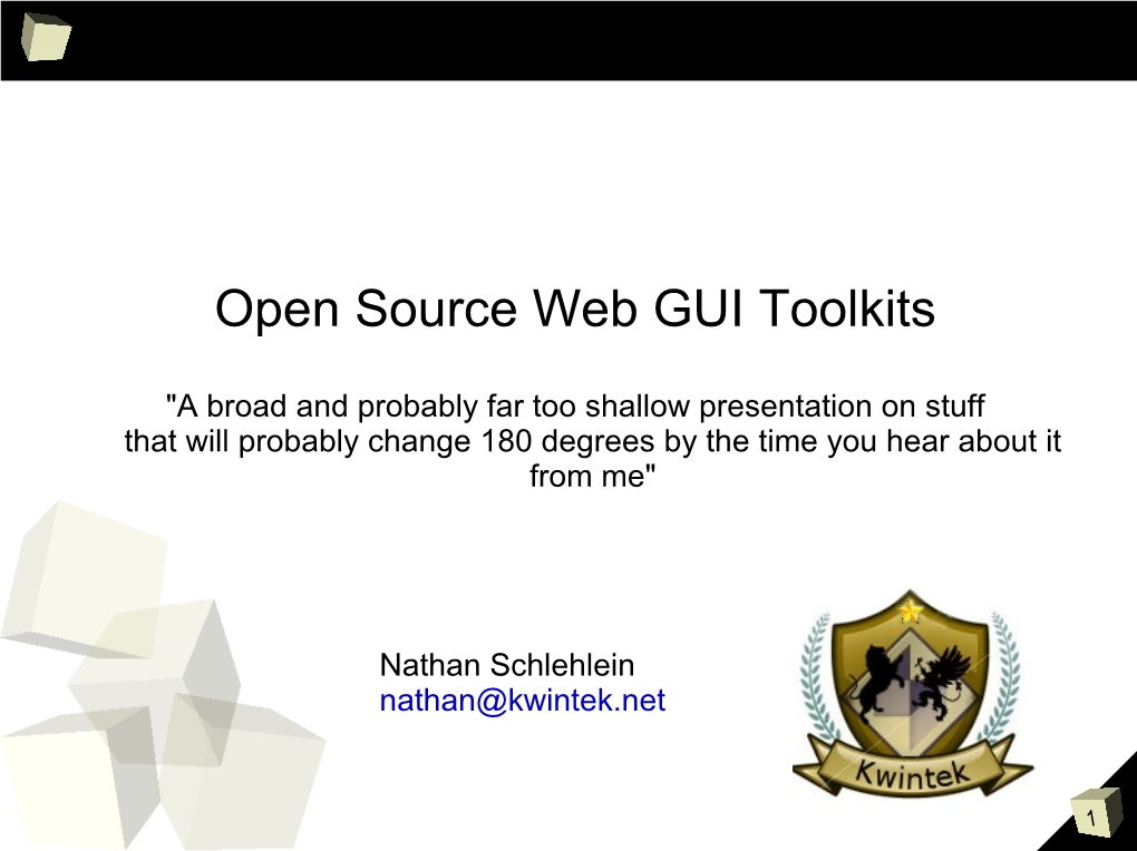 Open Source Web GUI Toolkits