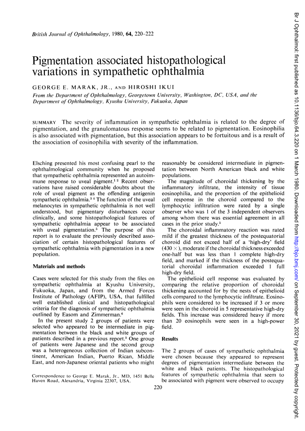 Pigmentation Associated Histopathological Variations in Sympathetic Ophthalmia
