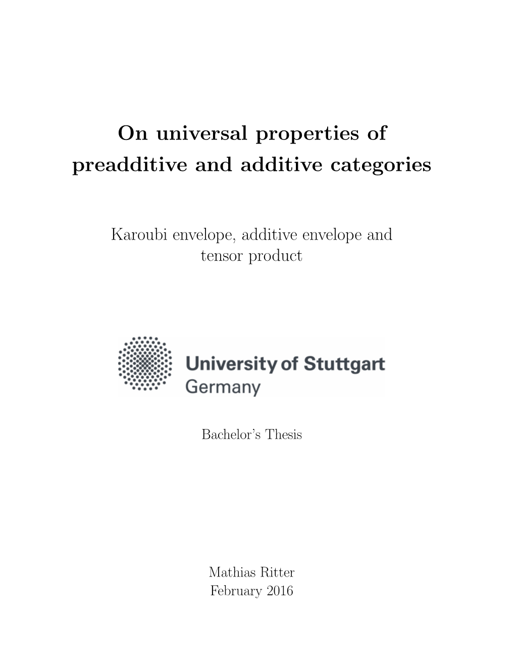 On Universal Properties of Preadditive and Additive Categories