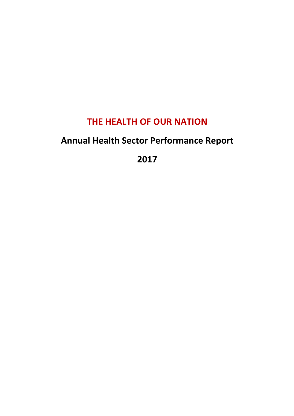 Annual Health Sector Performance Report 2017
