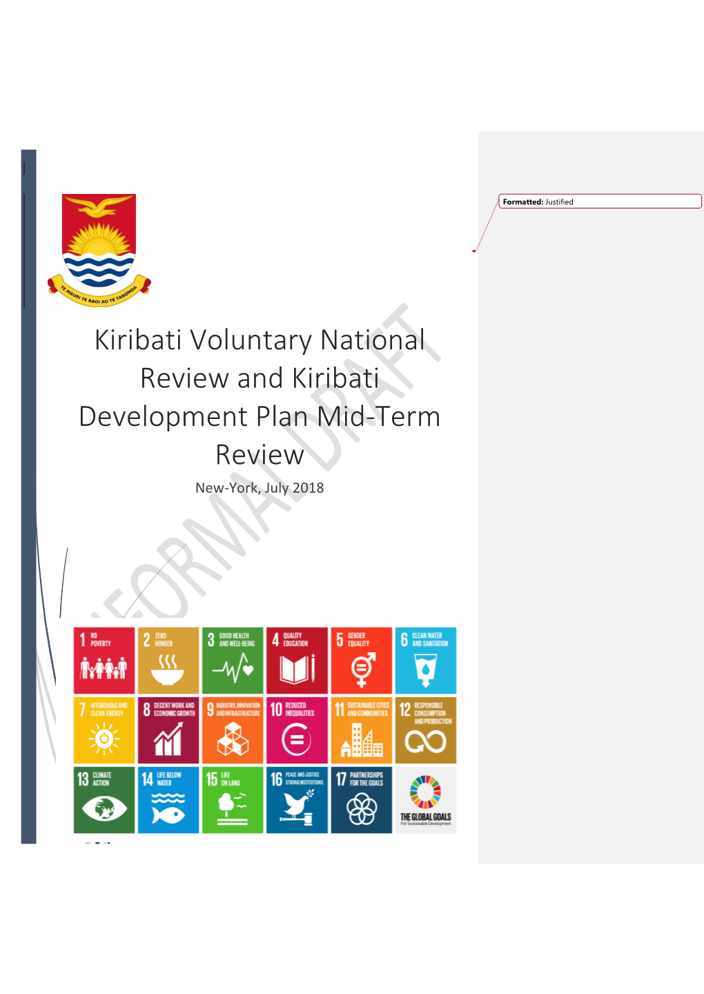 Kiribati National Voluntary Review and Kiribati Development Plan Mid