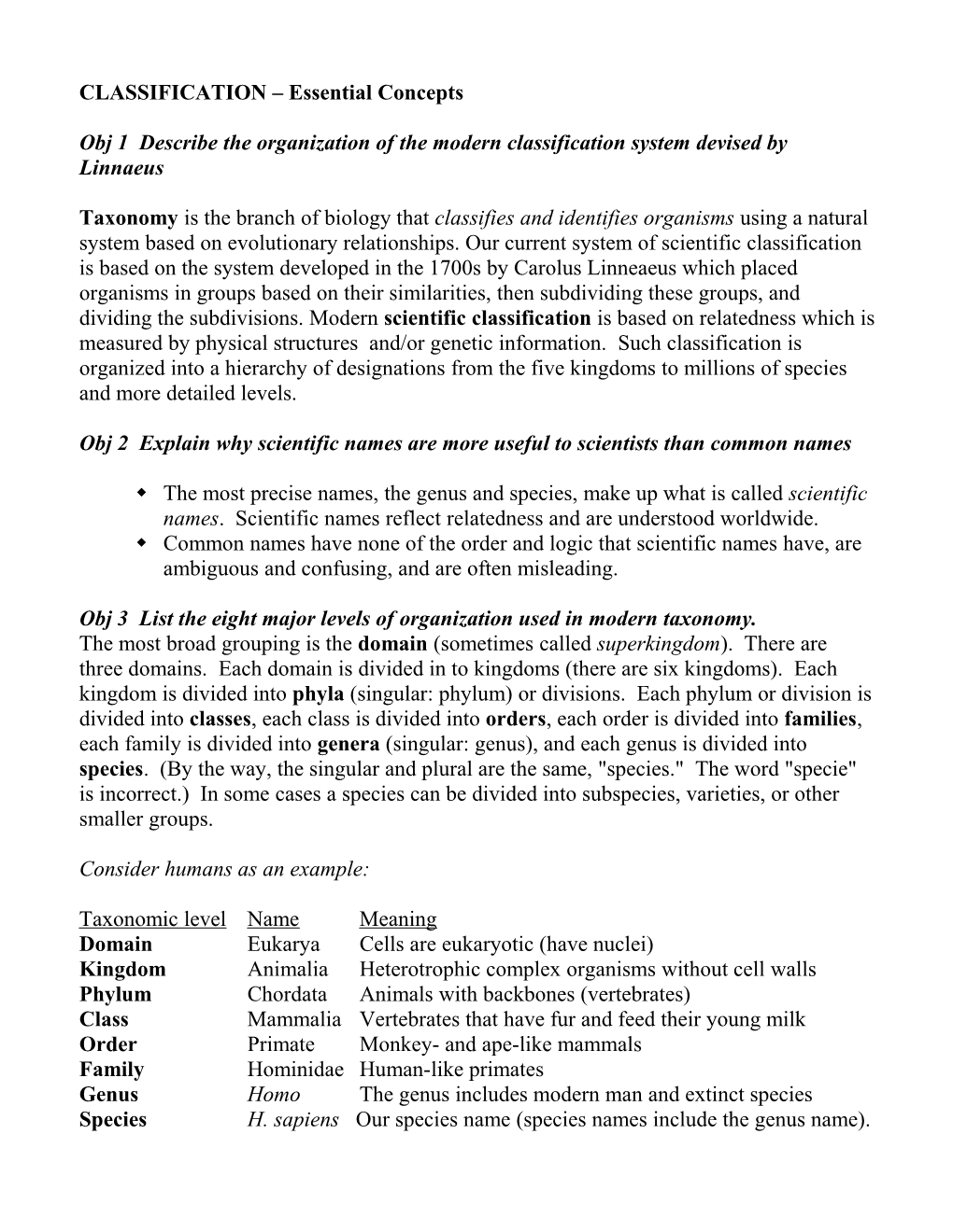 CLASSIFICATION Essential Concepts