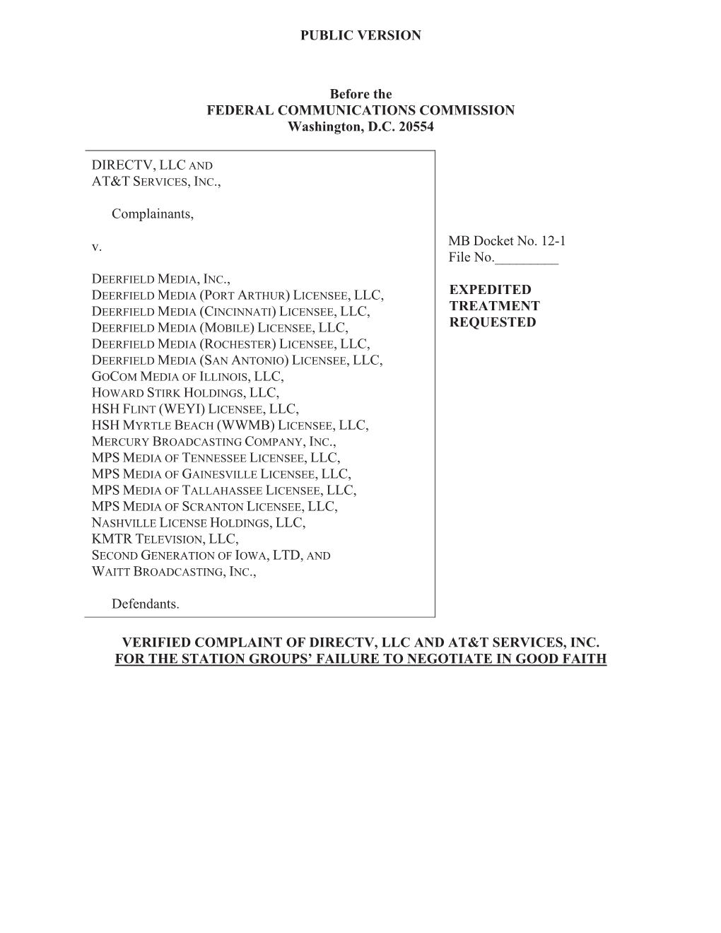 PUBLIC VERSION AT&T Good Faith Complaint.Pdf