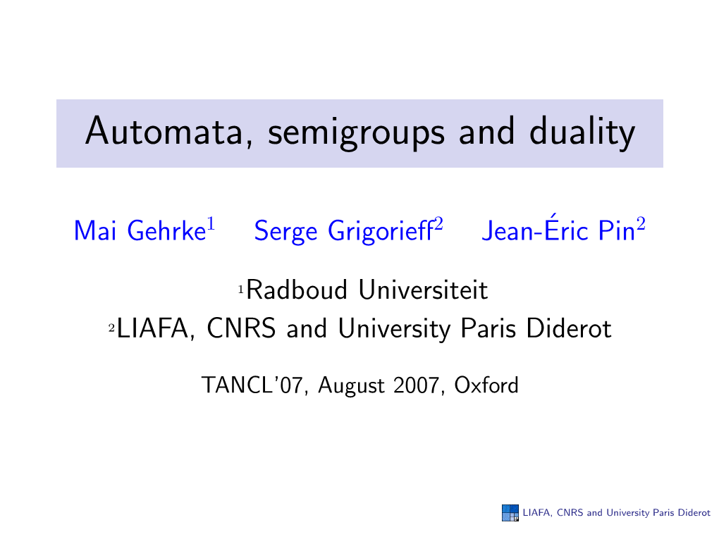 Automata, Semigroups and Duality