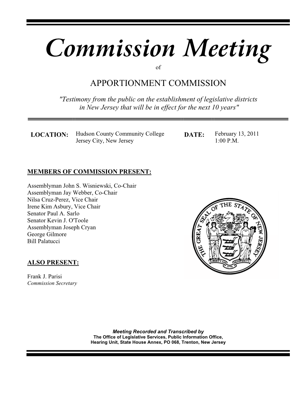 Commission Meeting Of