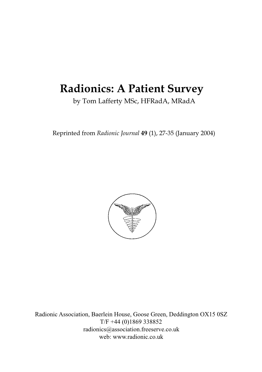 Radionic Patient Survey