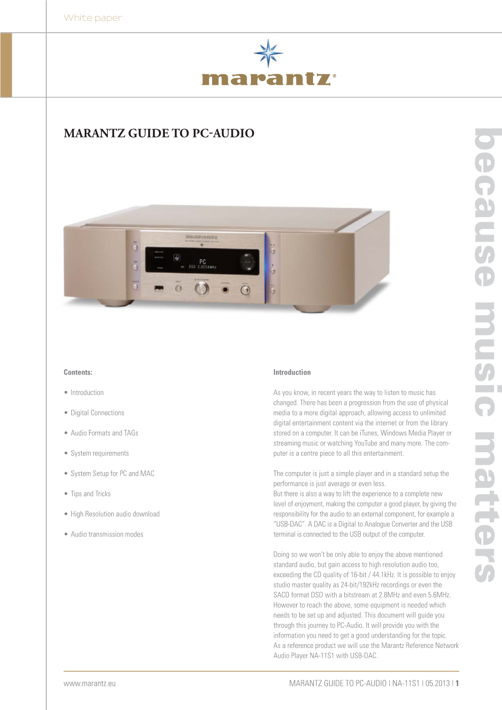Marantz Guide to Pc Audio
