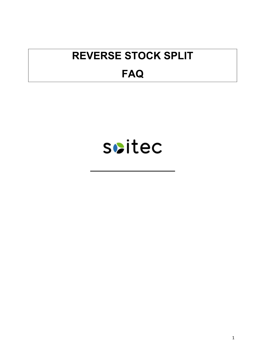 Reverse Stock Split Faq