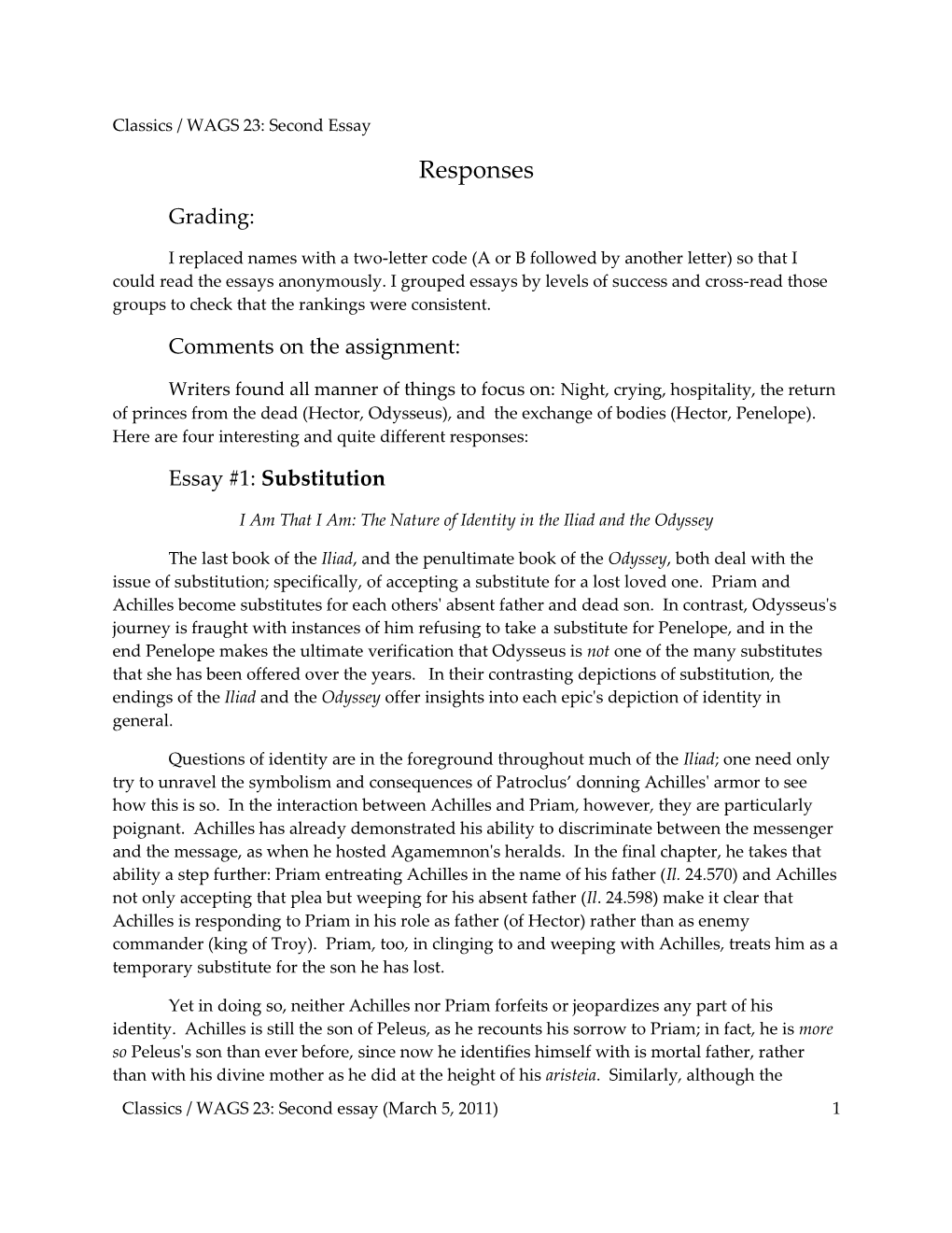 Essay 2 Sample Responses