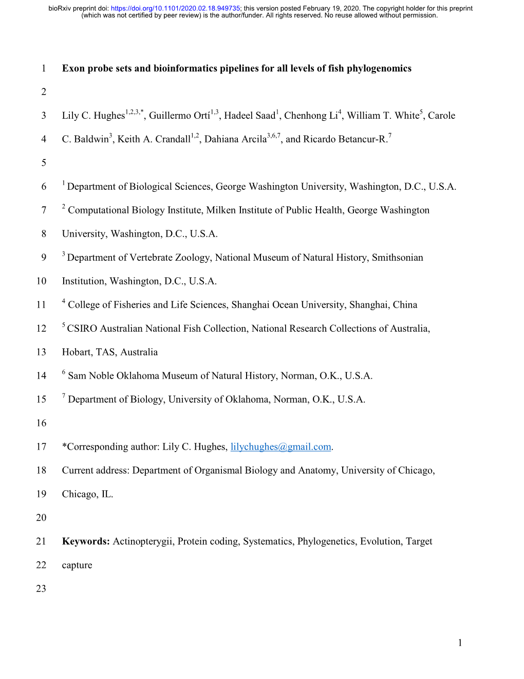 1 Exon Probe Sets and Bioinformatics Pipelines for All Levels of Fish Phylogenomics