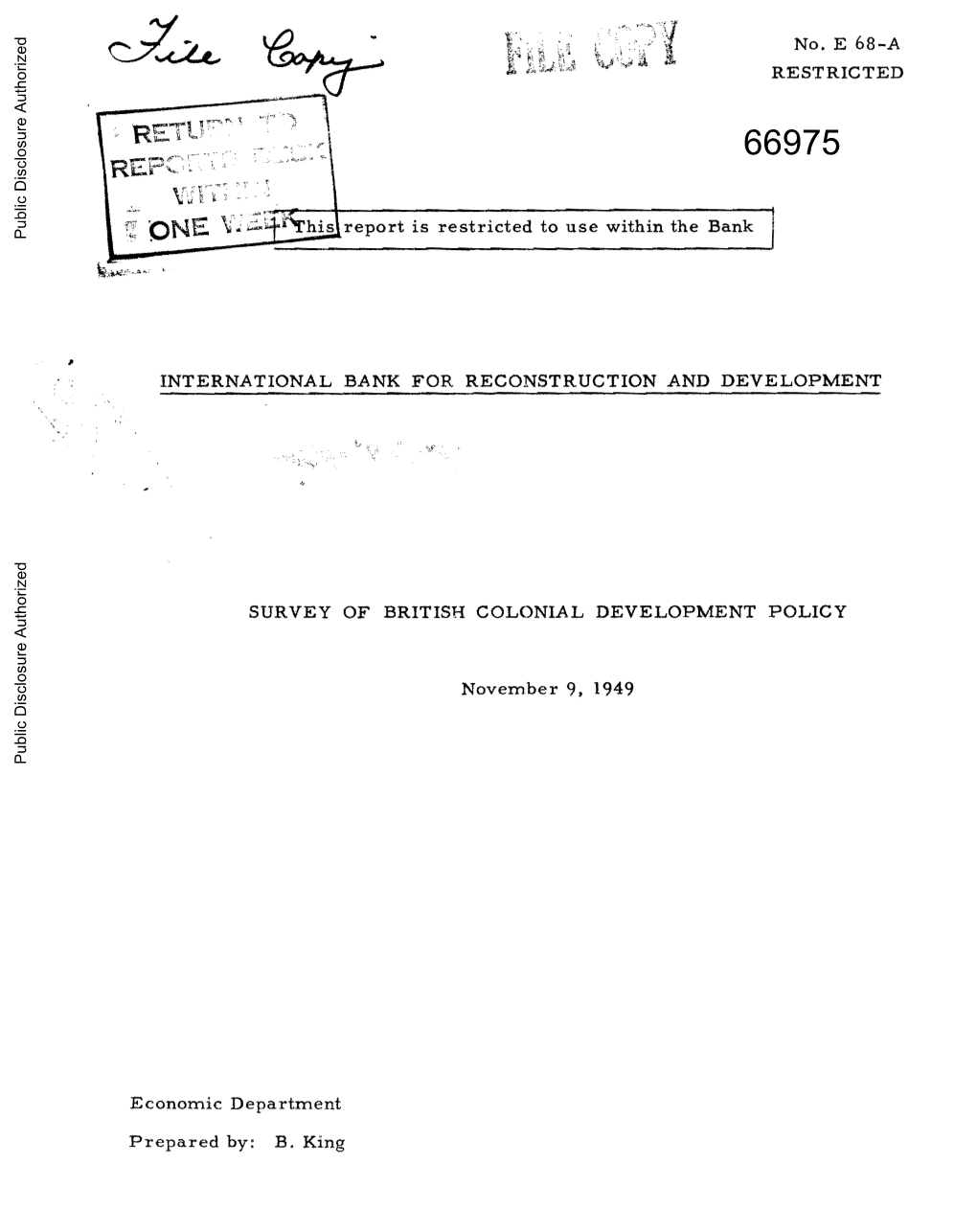 Survey of British Colonial Development Policy