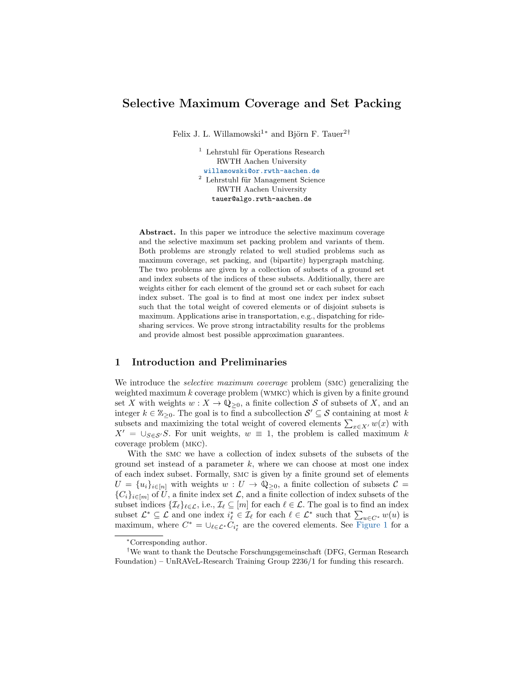 Selective Maximum Coverage and Set Packing