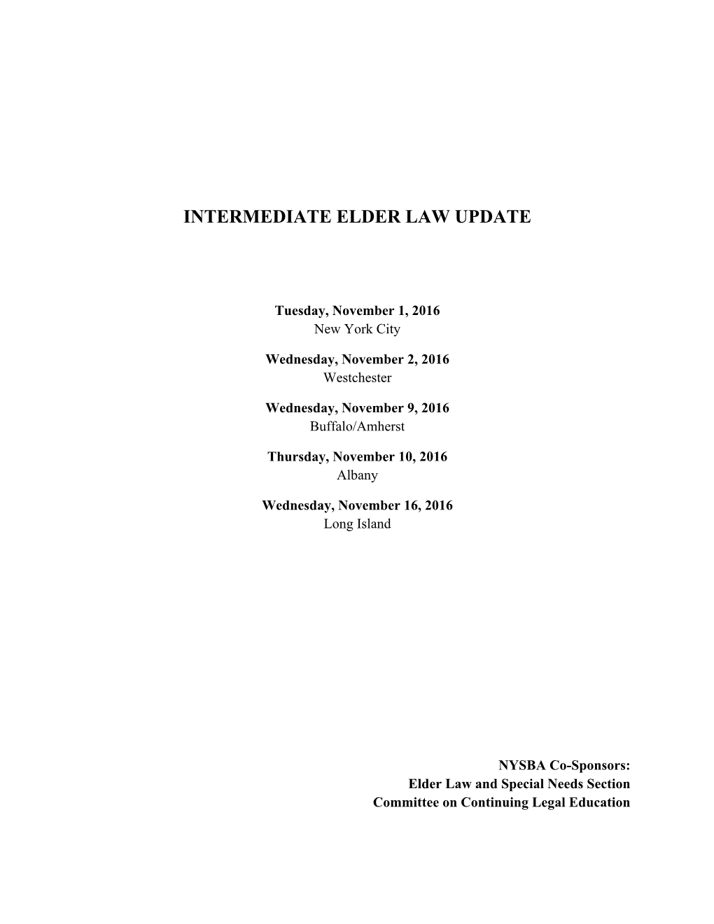 Intermediate Elder Law Update