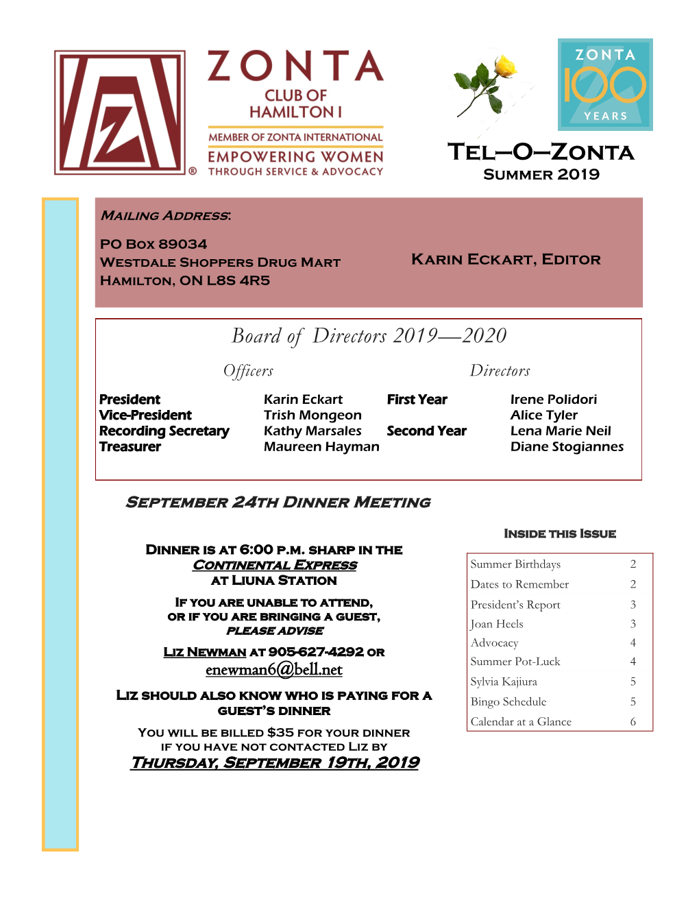 Tel-O-Zonta Summer 2019