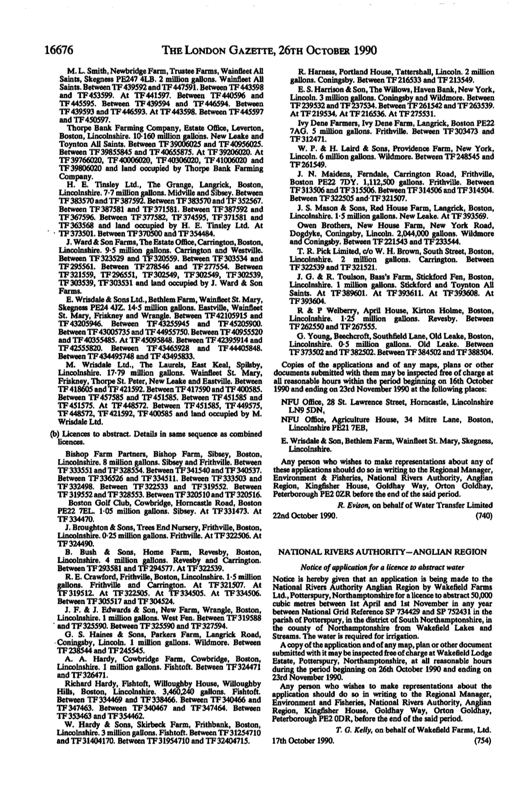 16676 the LONDON GAZETTE, 26Xn OCTOBER 1990