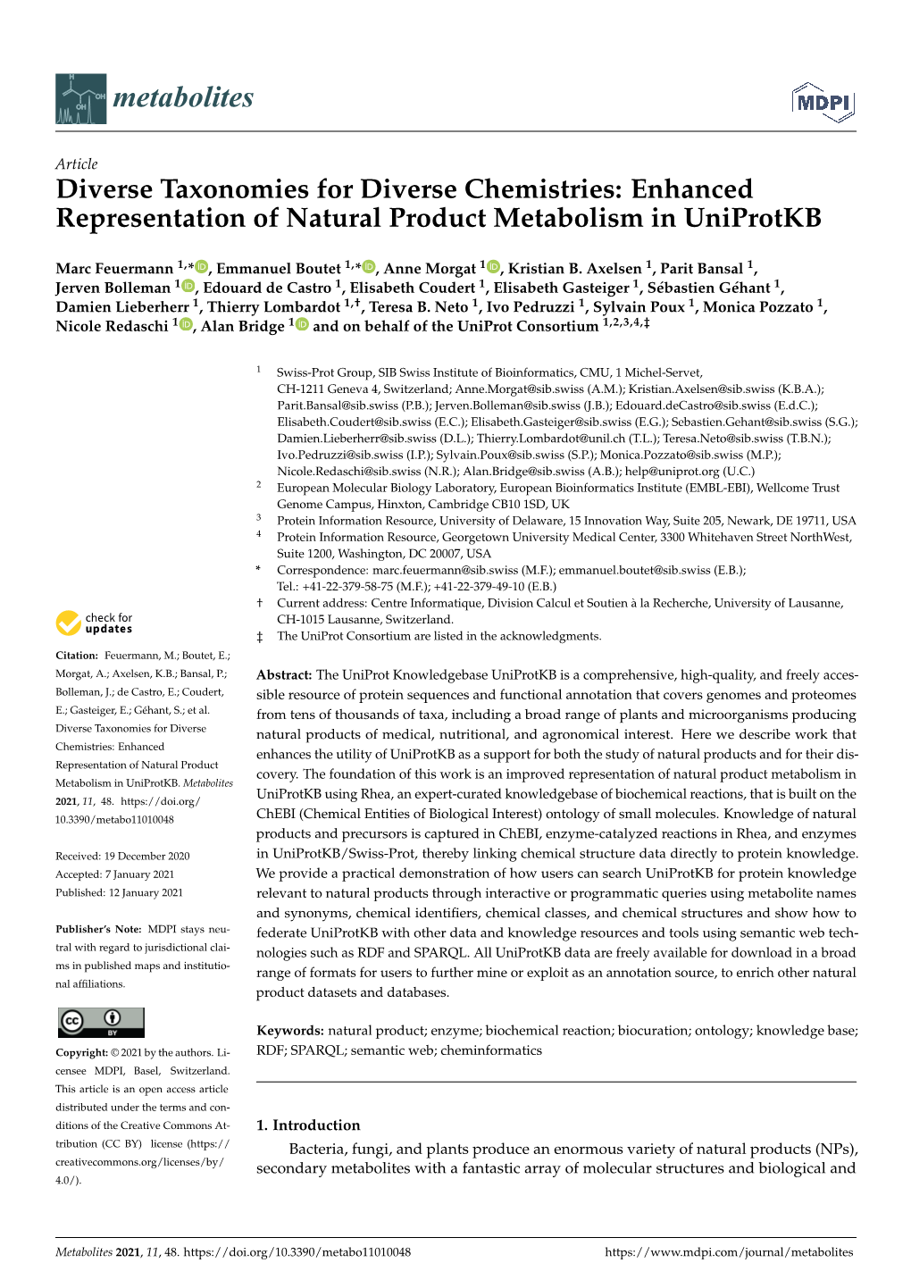 Enhanced Representation of Natural Product Metabolism in Uniprotkb