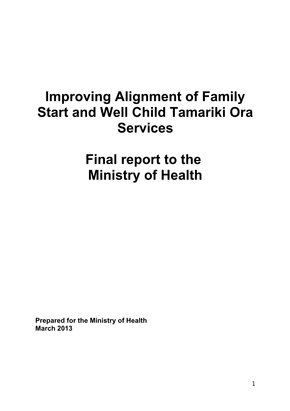 Improving Alignment of Family Start and Well Child Tamariki Ora Services