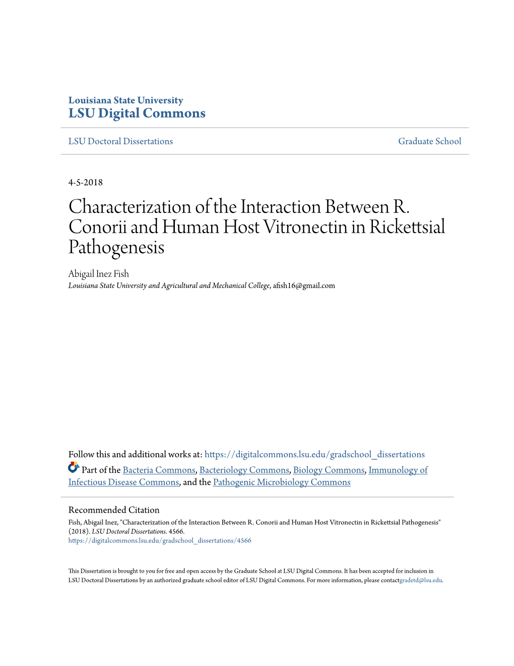 Characterization of the Interaction Between R. Conorii and Human