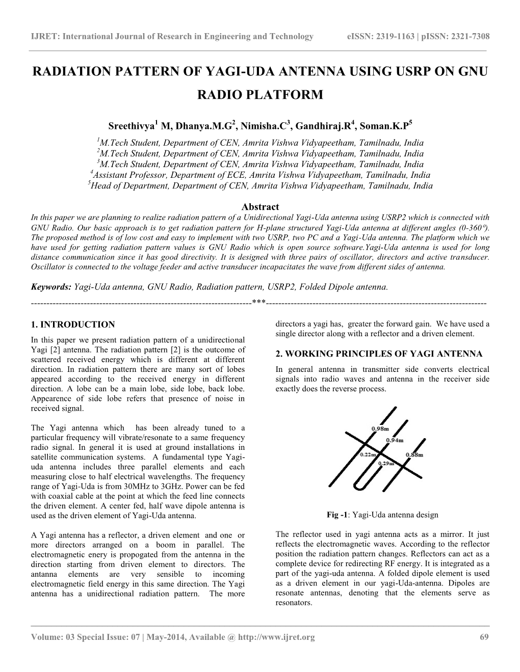 Radiation Pattern of Yagi-Uda Antenna Using Usrp on Gnu Radio Platform