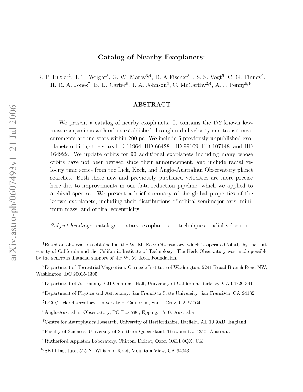 Catalog of Nearby Exoplanets