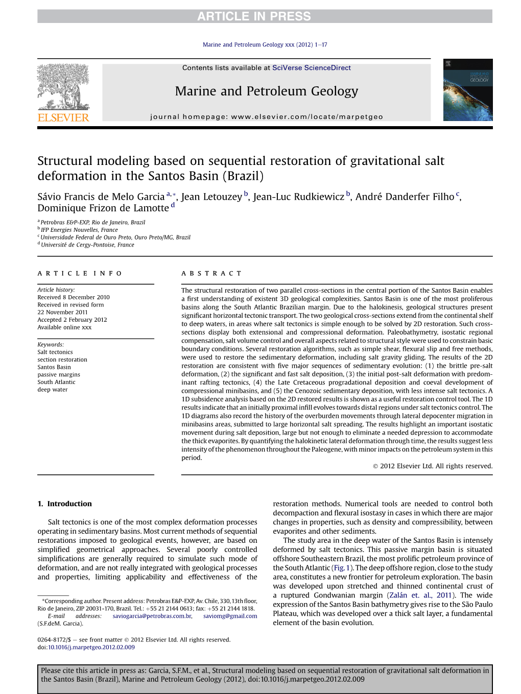 Structural Modeling Based on Sequential Restoration of Gravitational Salt Deformation in the Santos Basin (Brazil)