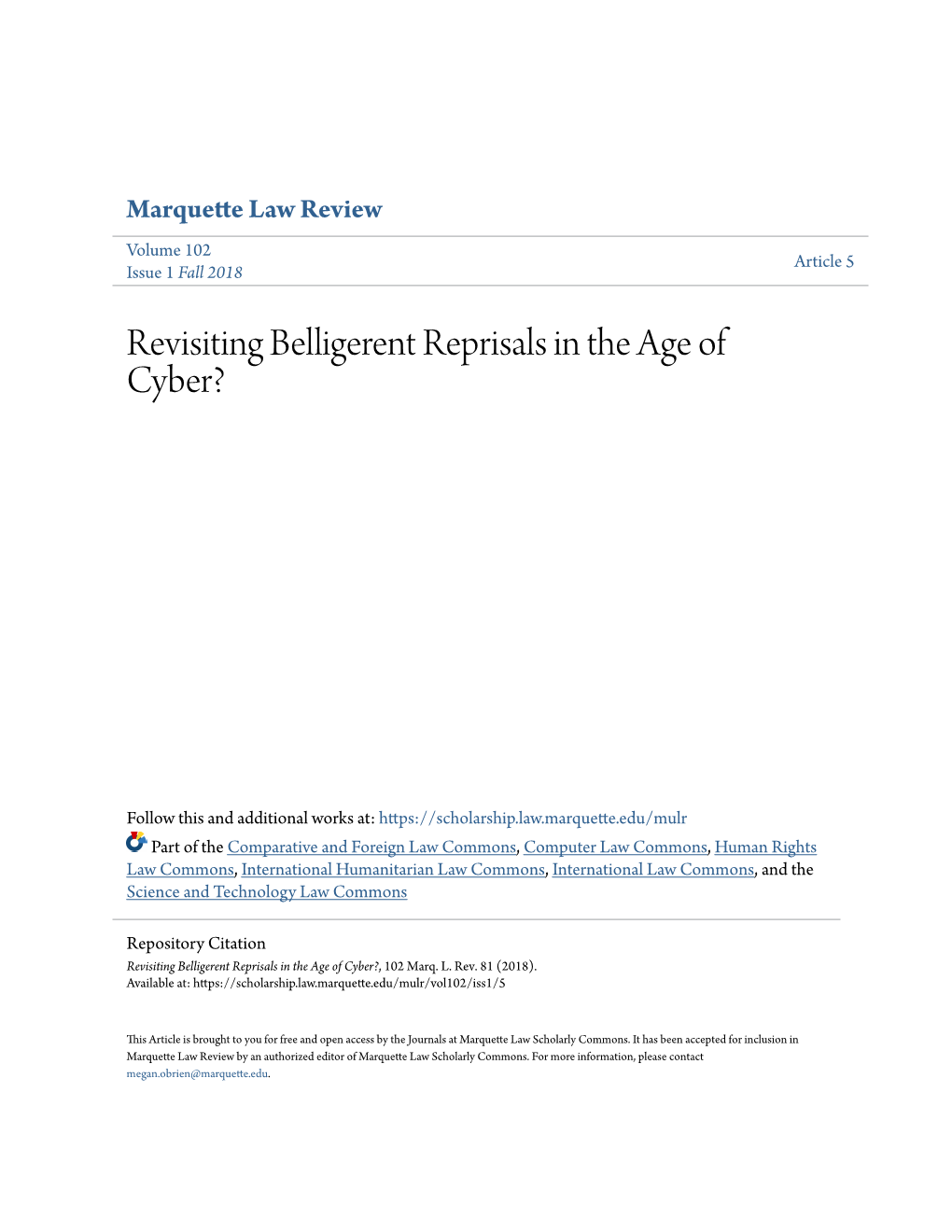 Revisiting Belligerent Reprisals in the Age of Cyber?