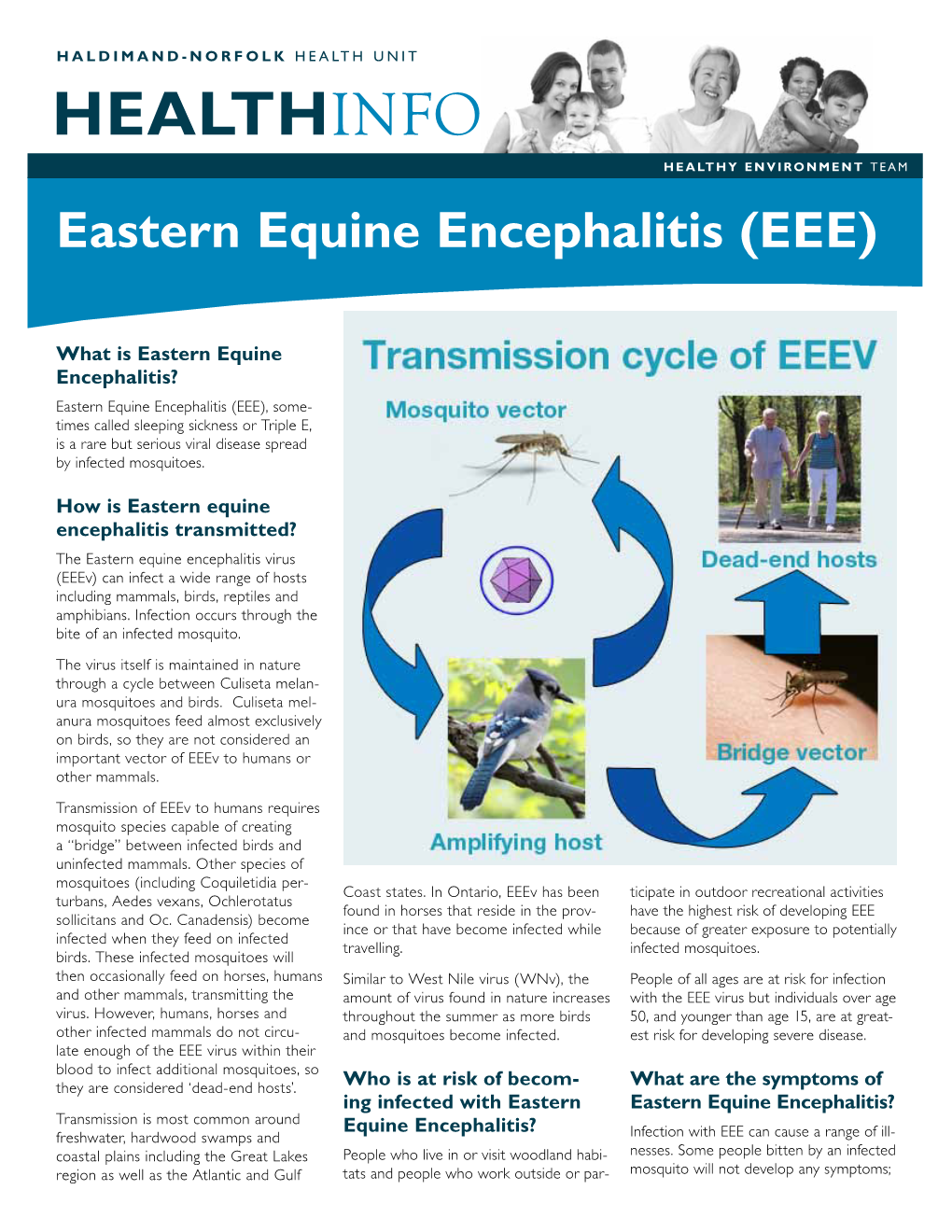HEALTHINFO H E a Lt H Y E Nvironment T E a M Eastern Equine Encephalitis (EEE)