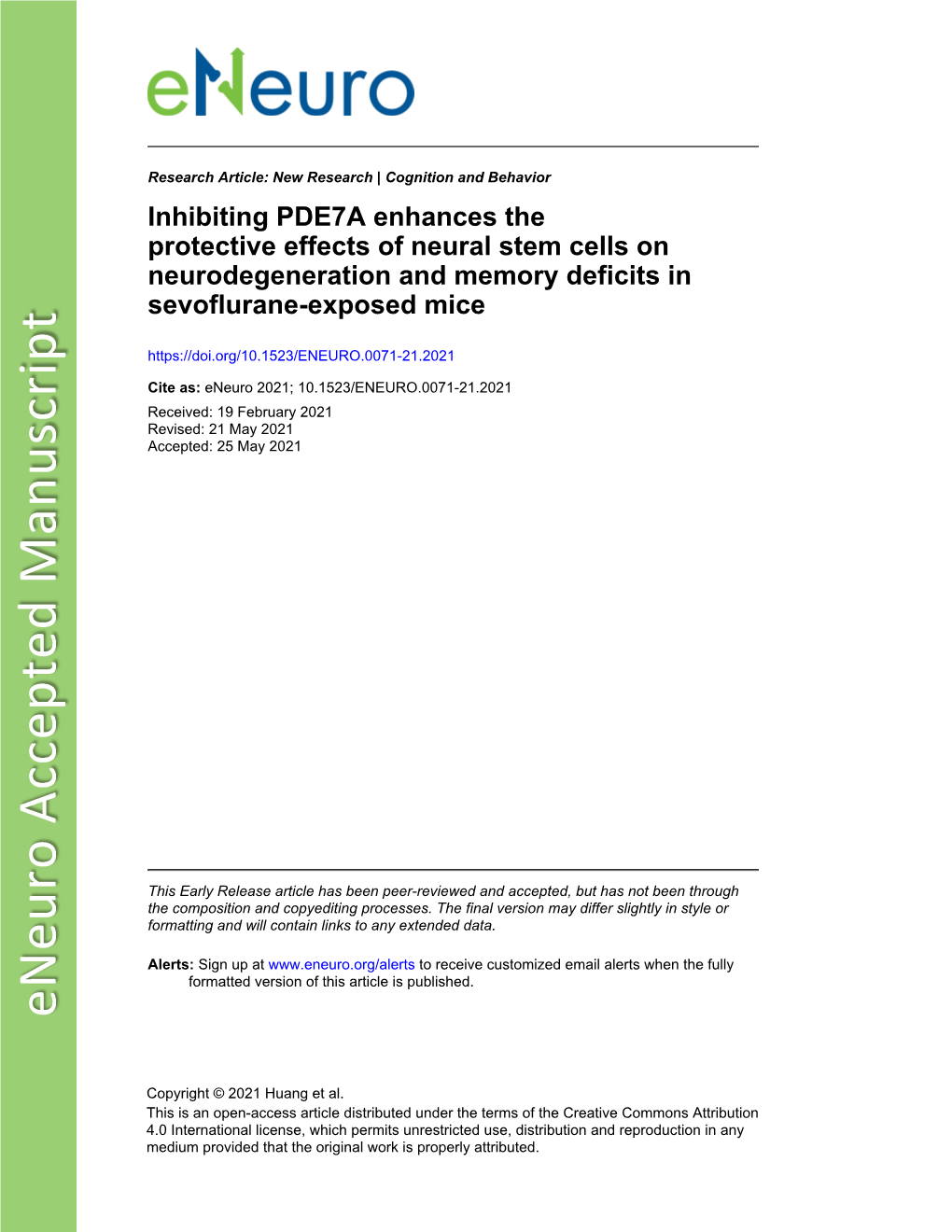 Inhibiting PDE7A Enhances the Protective Effects of Neural Stem