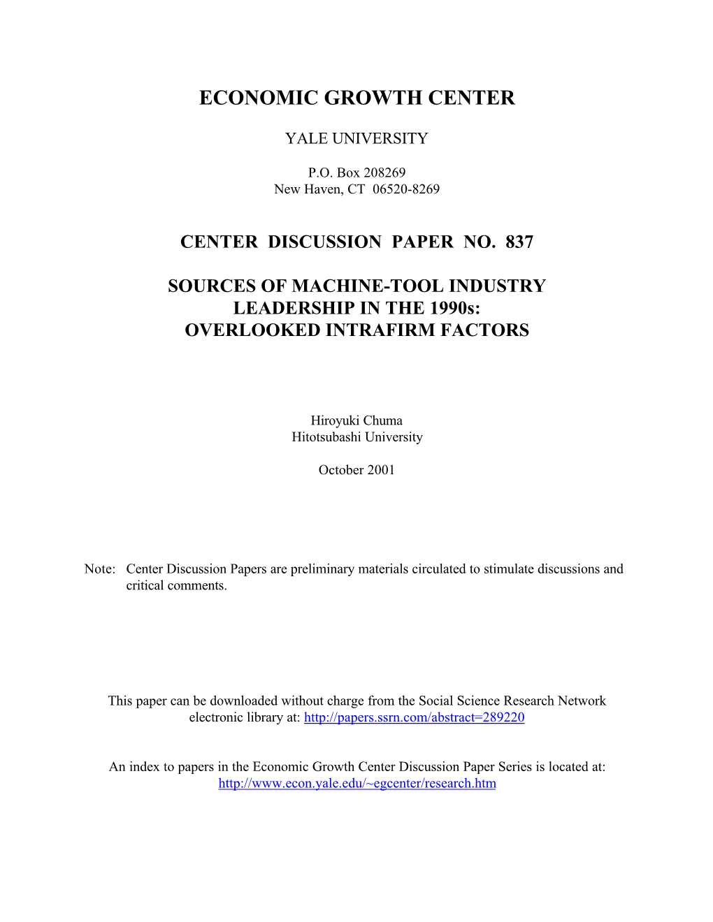 SOURCES of MACHINE-TOOL INDUSTRY LEADERSHIP in the 1990S: OVERLOOKED INTRAFIRM FACTORS