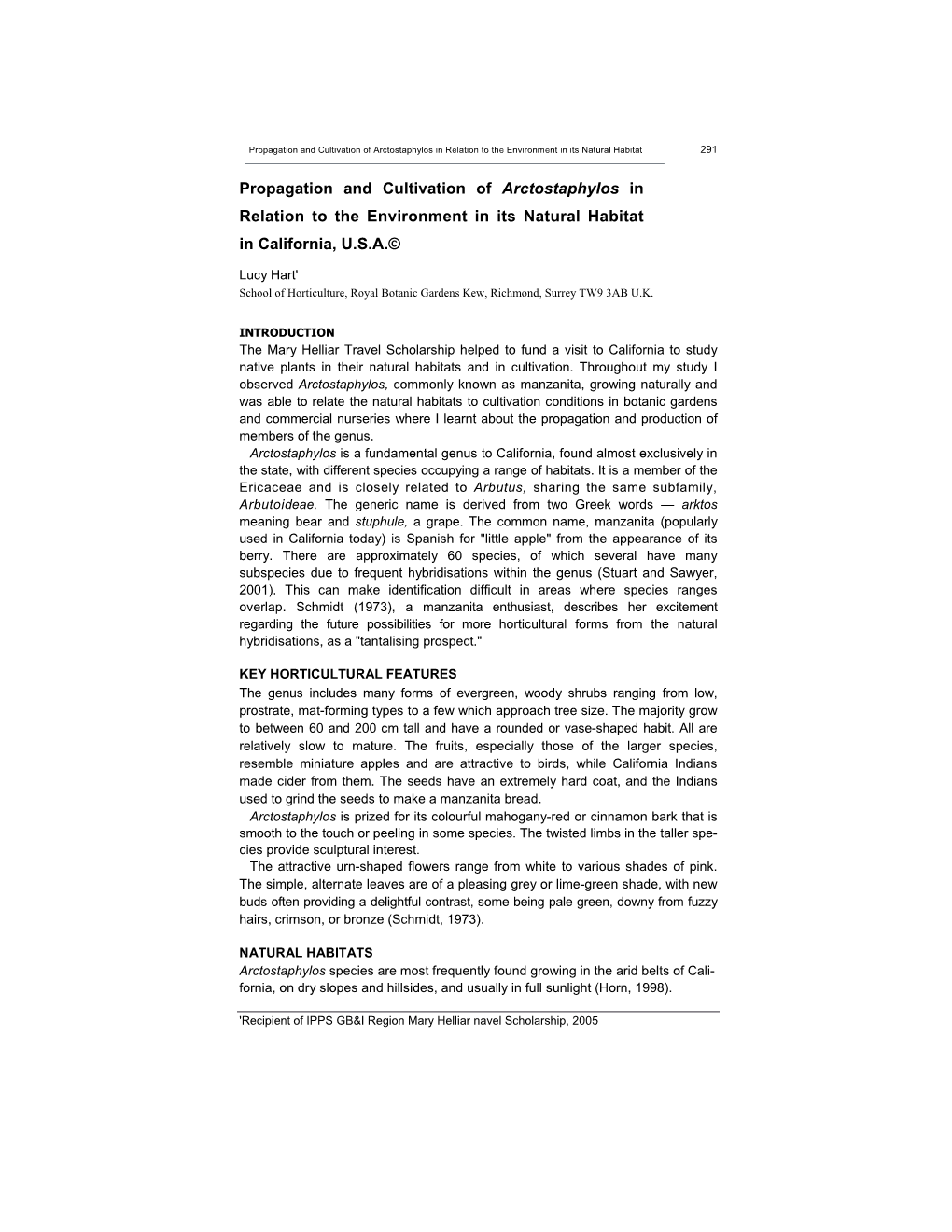 Propagation and Cultivation of Arctostaphylos in Relation to the Environment in Its Natural Habitat 291