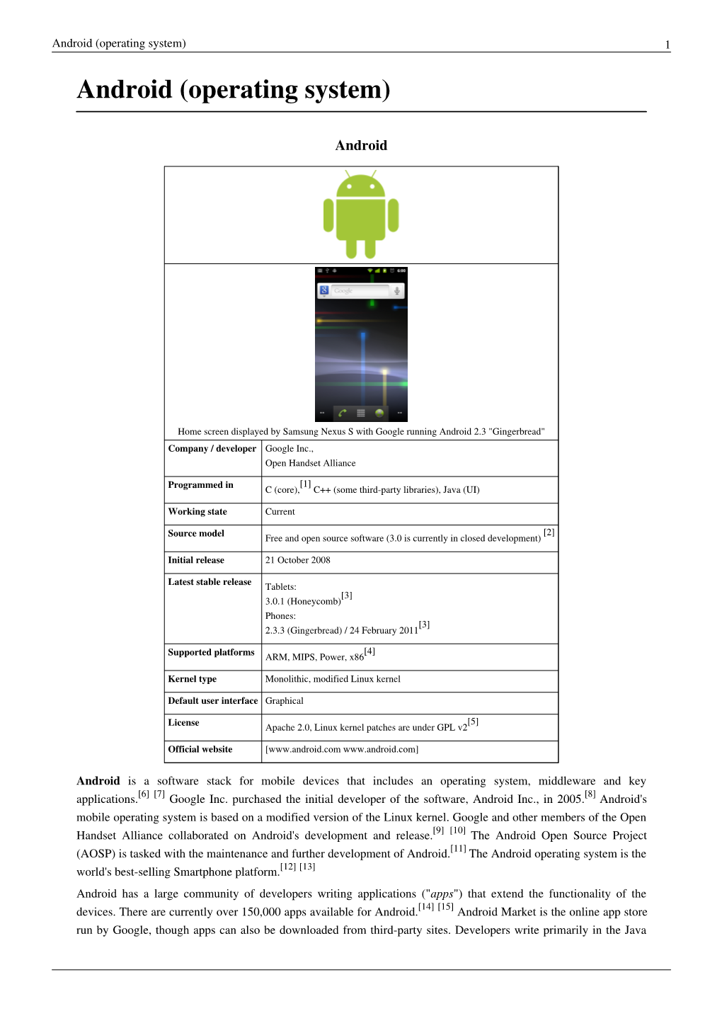 Android (Operating System) 1 Android (Operating System)