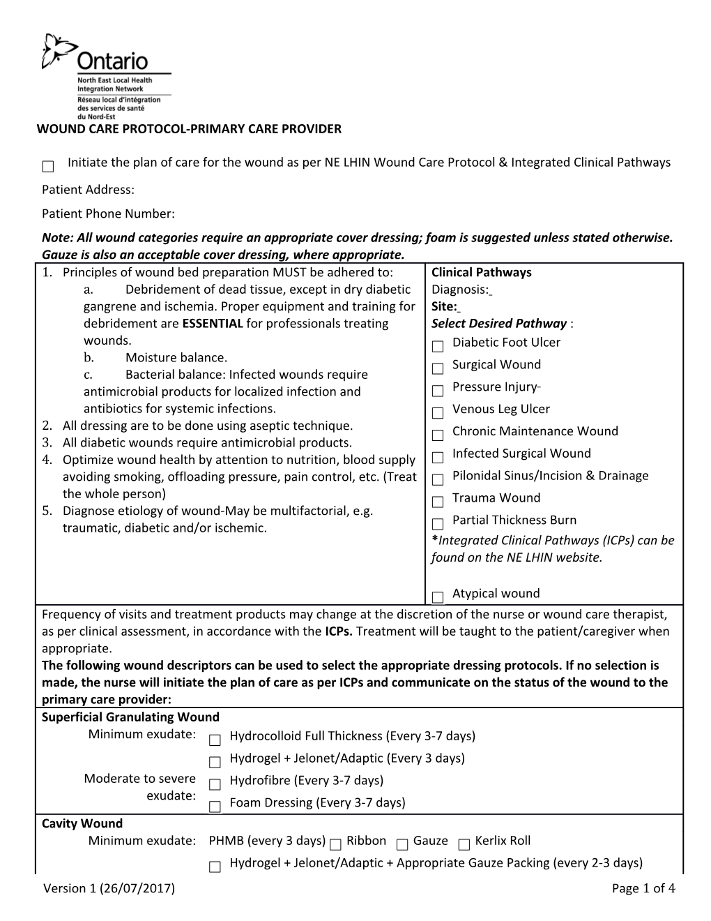 Wound Care Protocol-Primary Care Provider