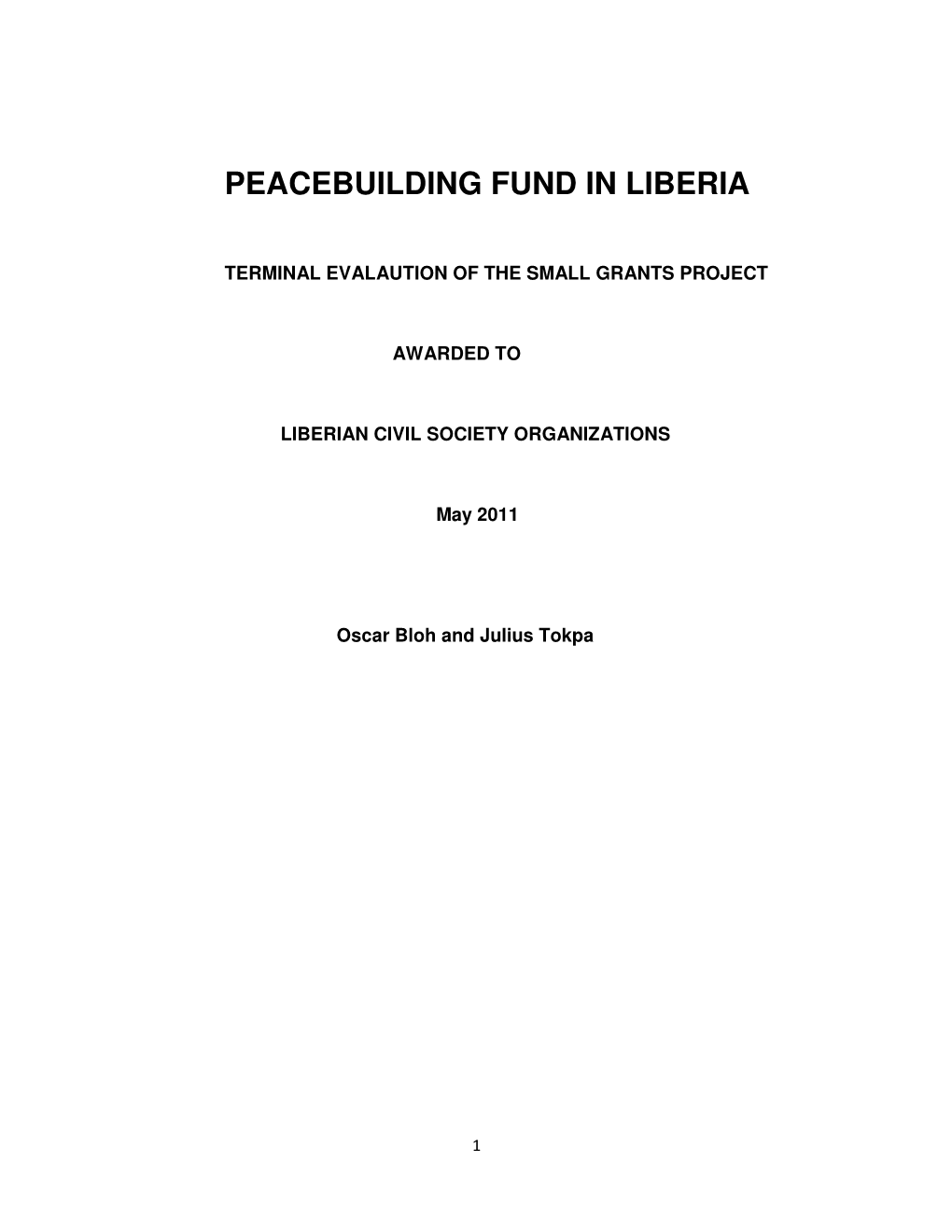 Peacebuilding Fund in Liberia