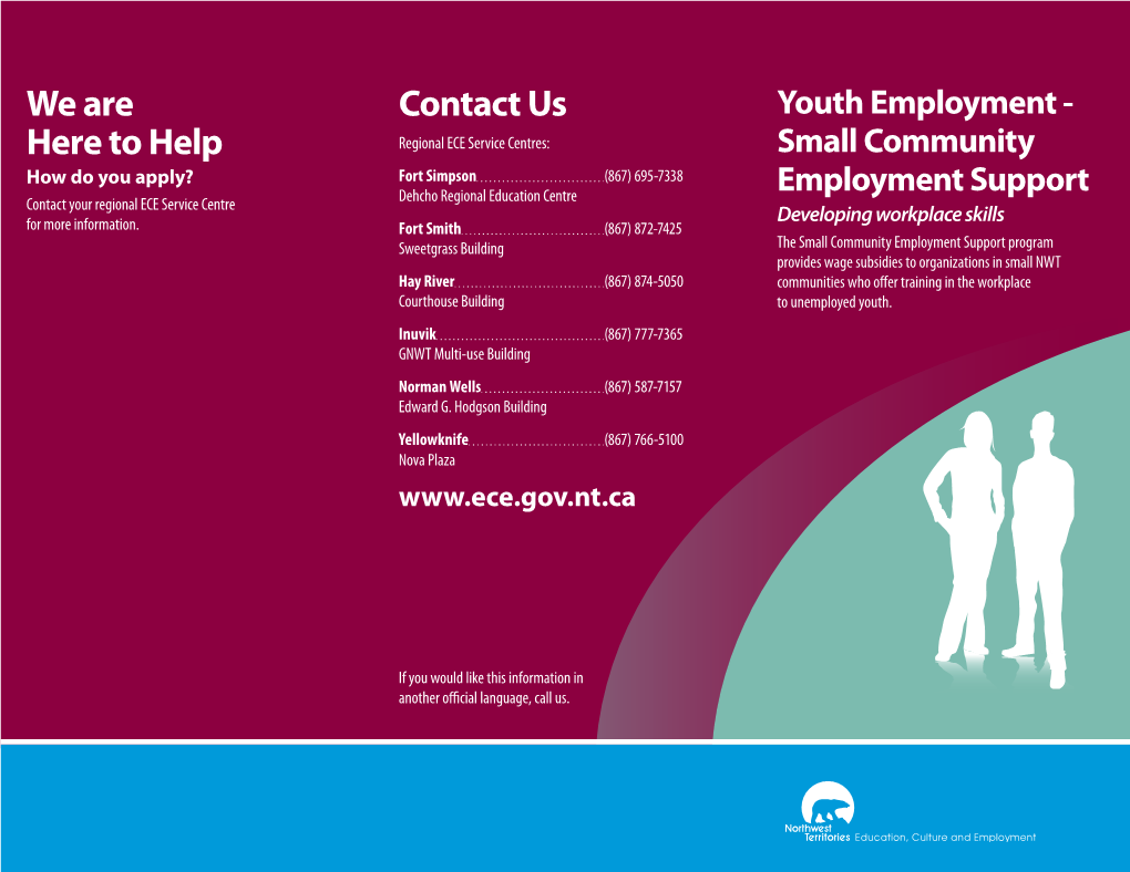 Small Community Youth Employment Support Brochure