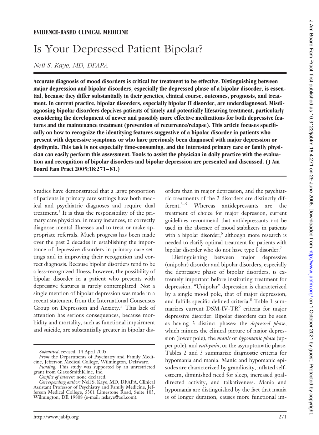 Is Your Depressed Patient Bipolar?