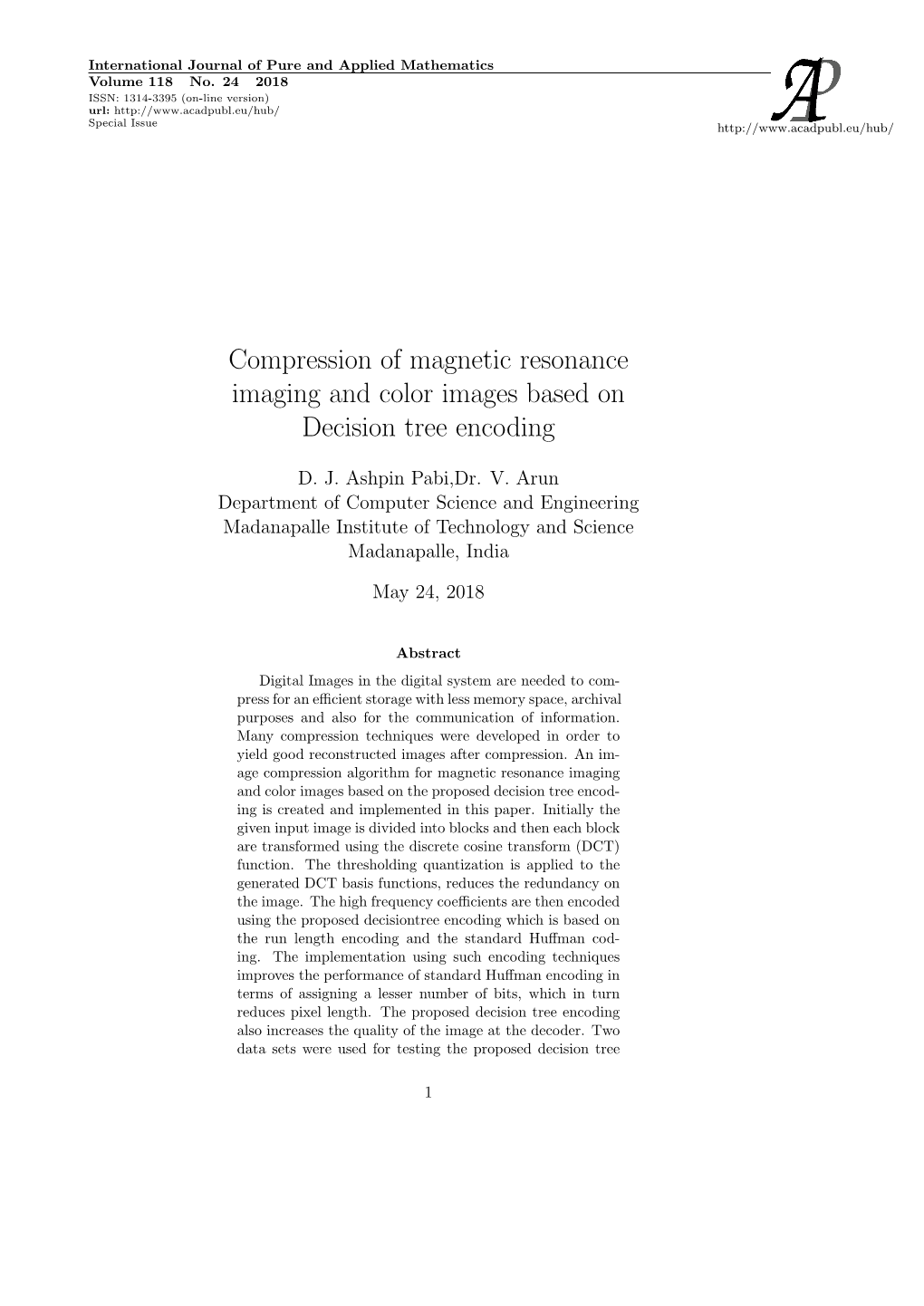 Compression of Magnetic Resonance Imaging and Color Images Based on Decision Tree Encoding