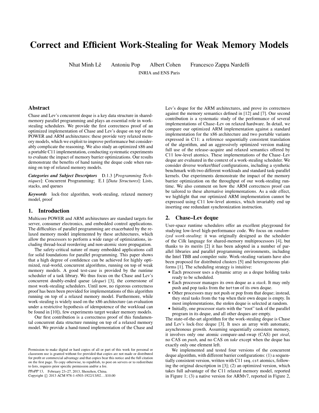 Correct and Efficient Work-Stealing for Weak Memory Models