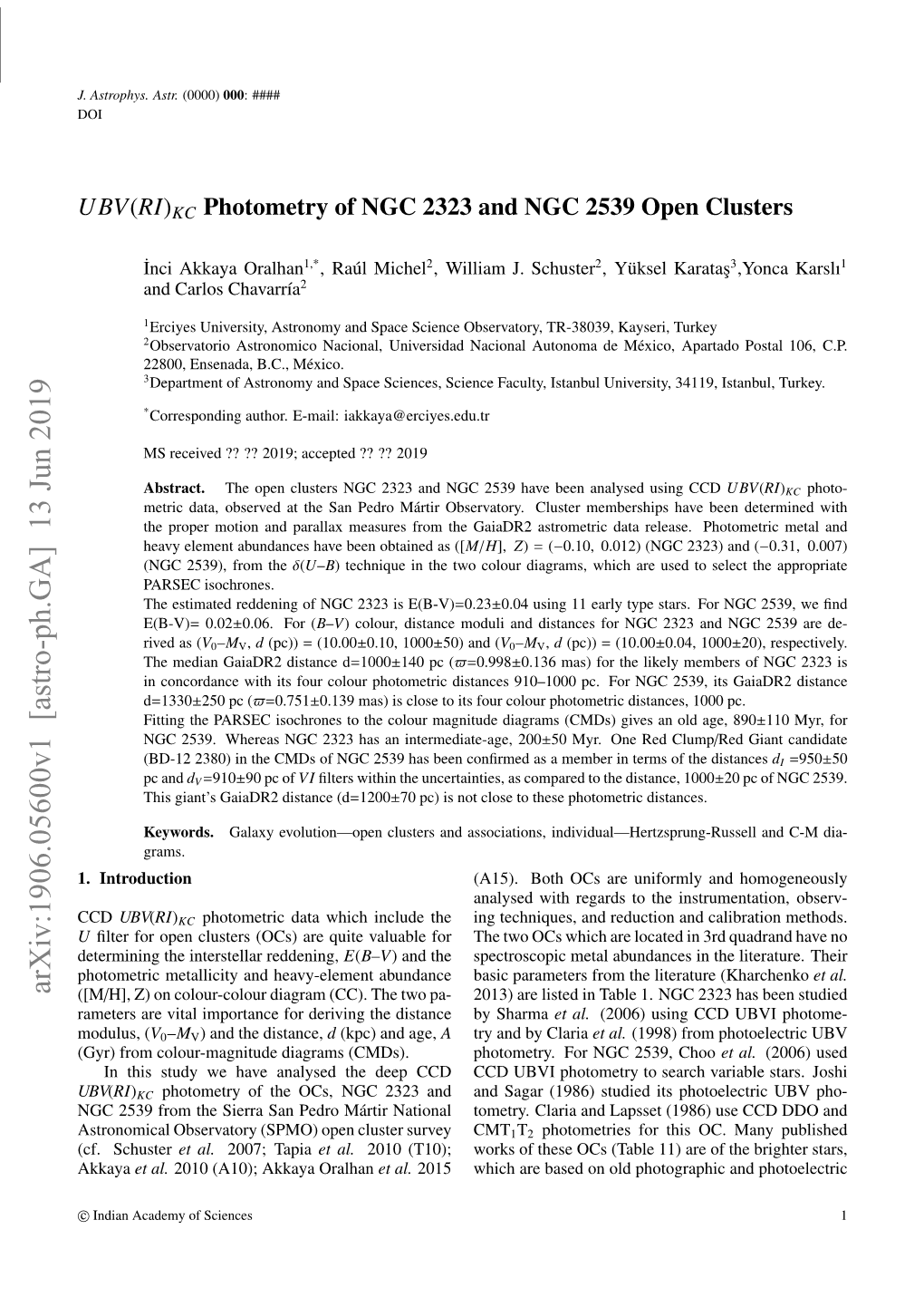 UBVRI-KC Photometry of NGC~ 2323 and NGC~ 2539 Open Clusters