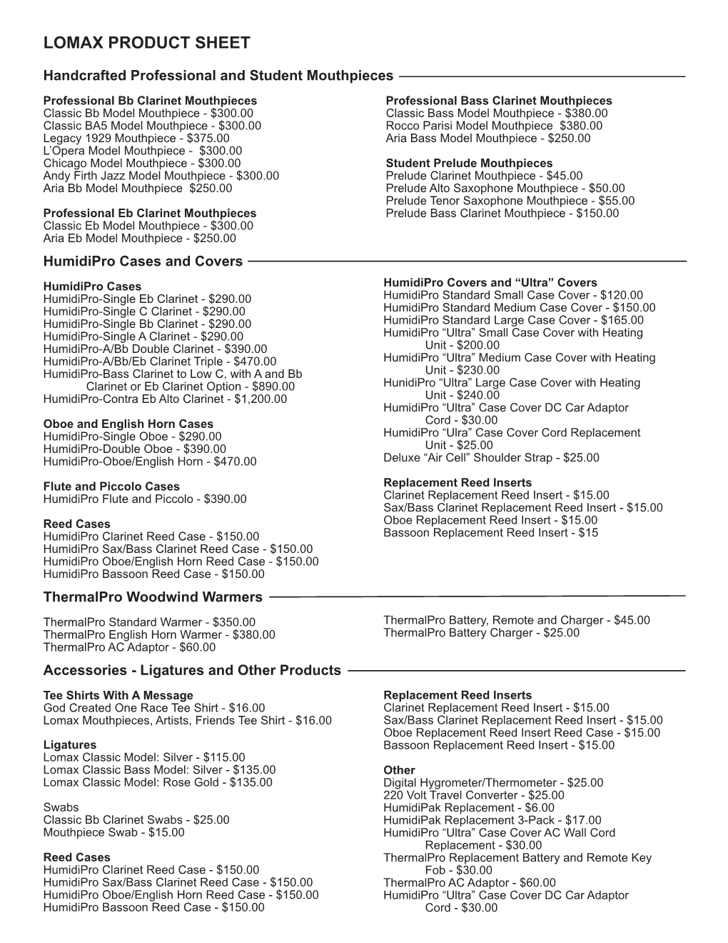 Lomax Product Sheet