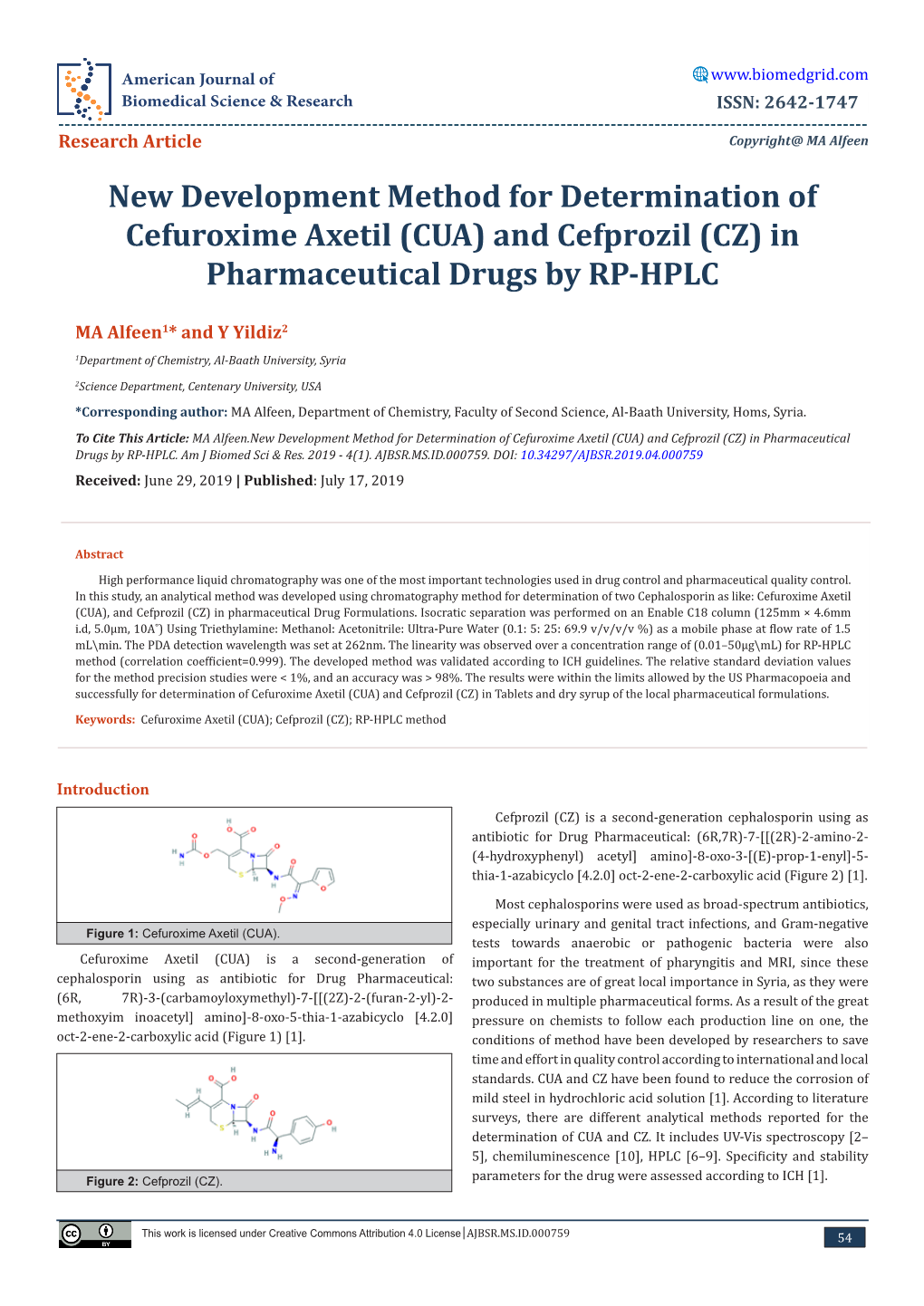 (CUA) and Cefprozil (CZ) in Pharmaceutical Drugs by RP-HPLC