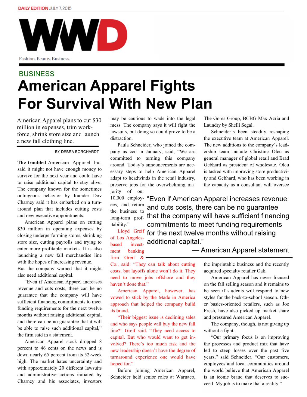 American Apparel Fights for Survival with New Plan