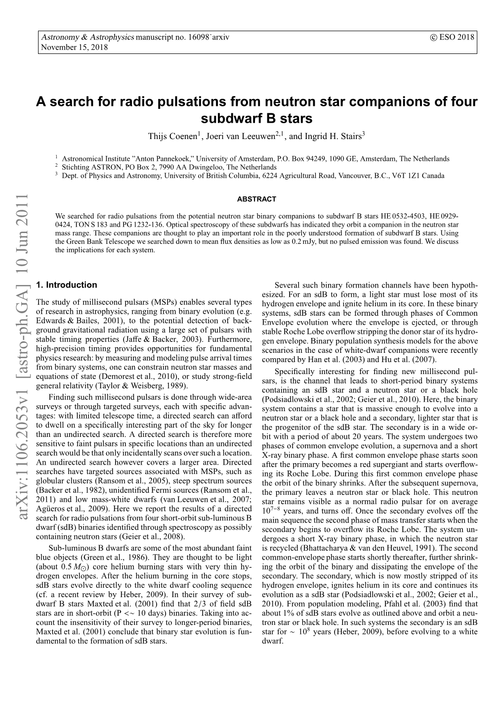 A Search for Radio Pulsations from Neutron Star Companions of Four