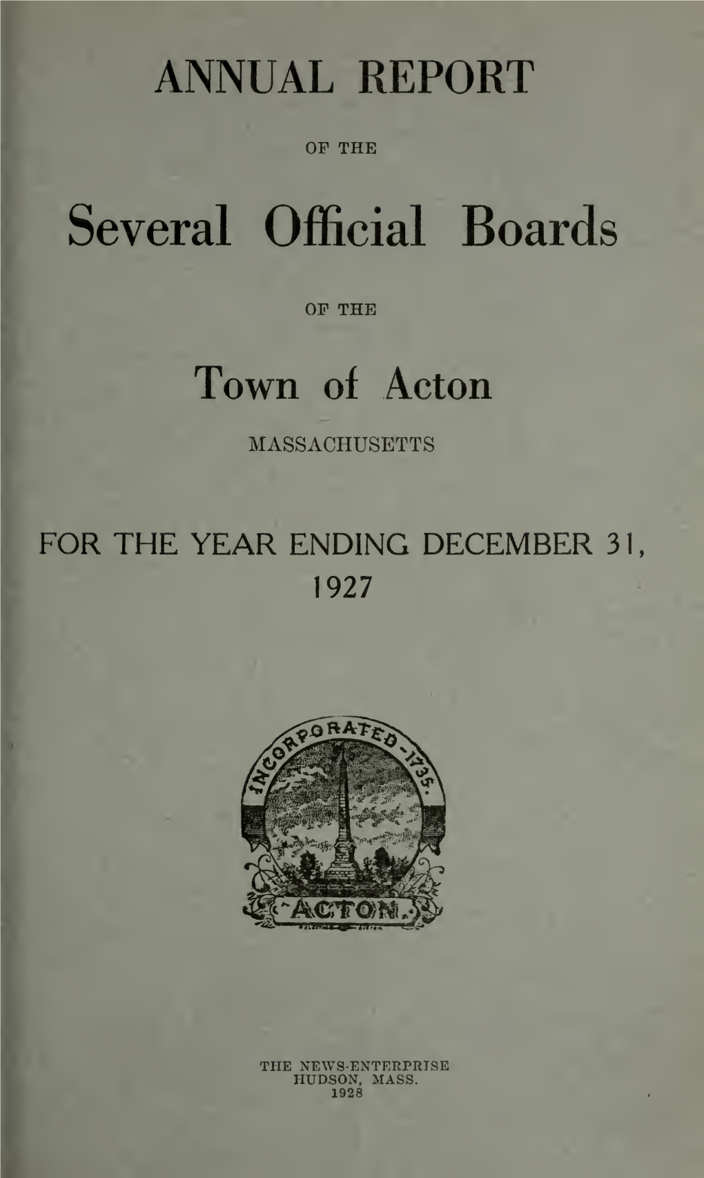 Annual Reports, Town of Acton, Massachusetts