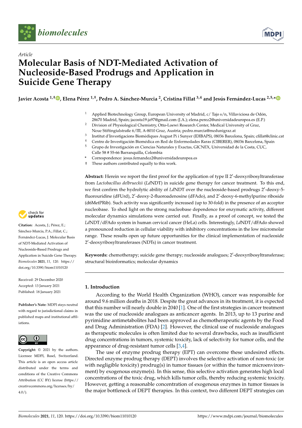 Molecular Basis of NDT-Mediated Activation of Nucleoside-Based Prodrugs and Application in Suicide Gene Therapy