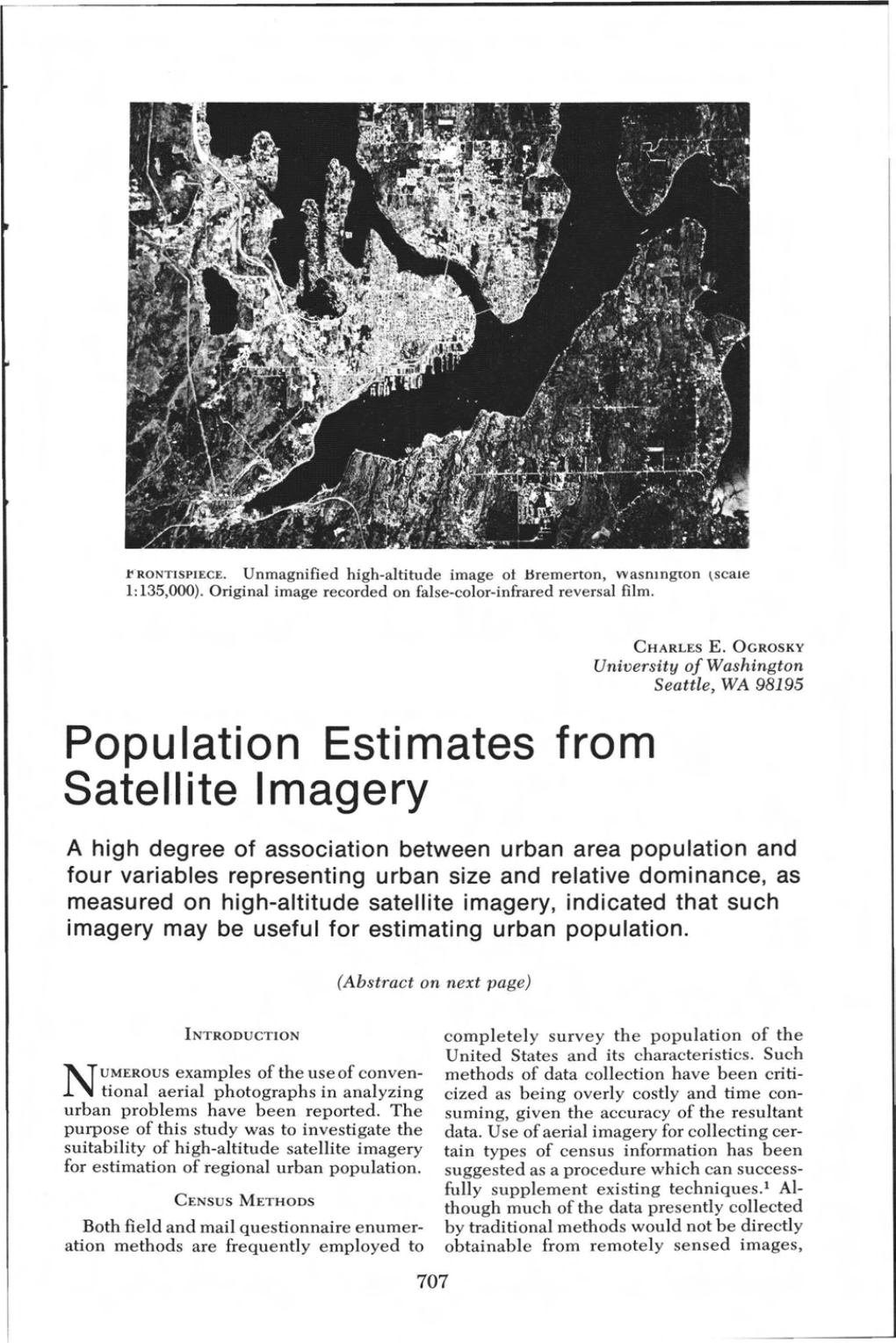 Population Estimates from Satellite Imagery