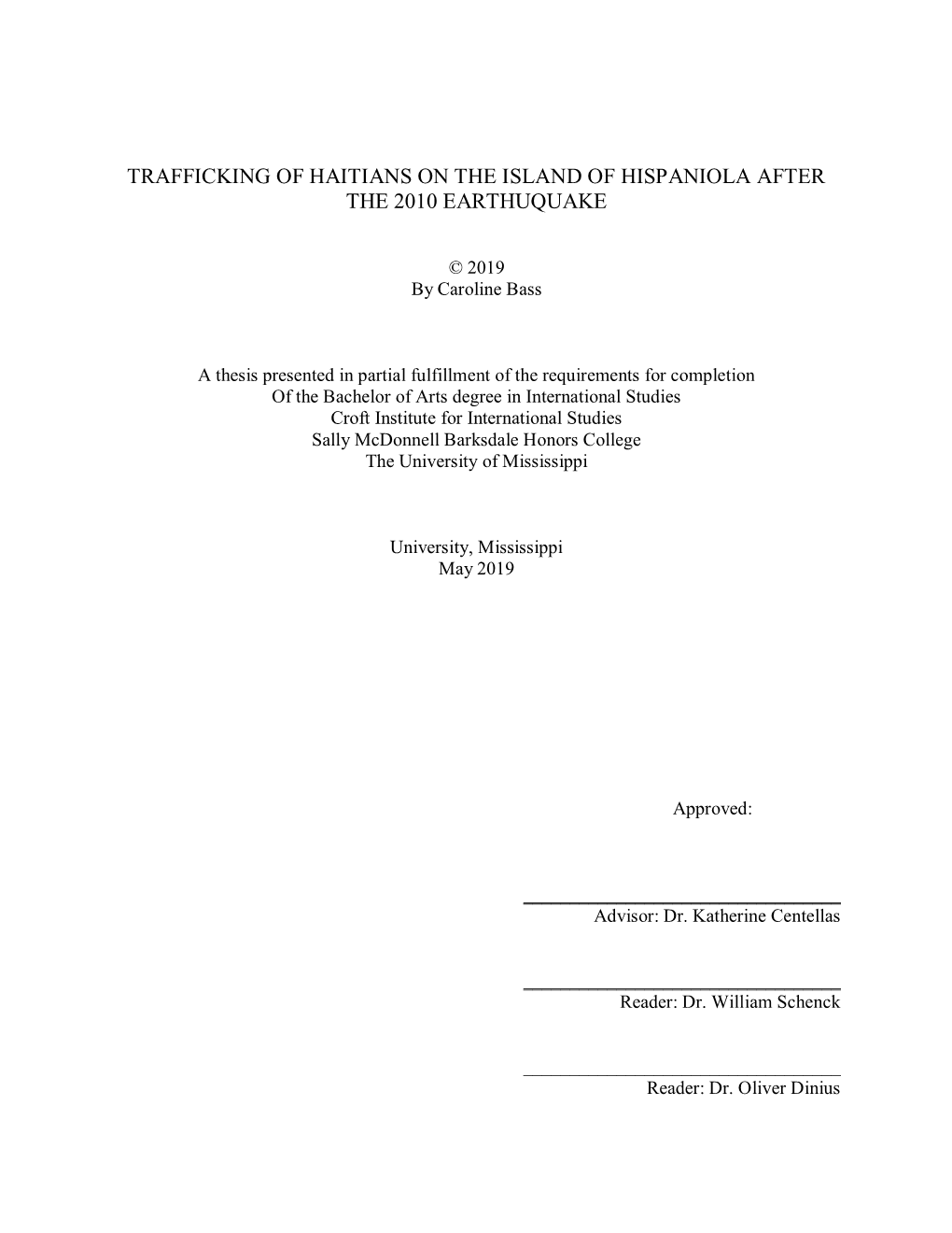 Trafficking of Haitians on the Island of Hispaniola After the 2010 Earthuquake