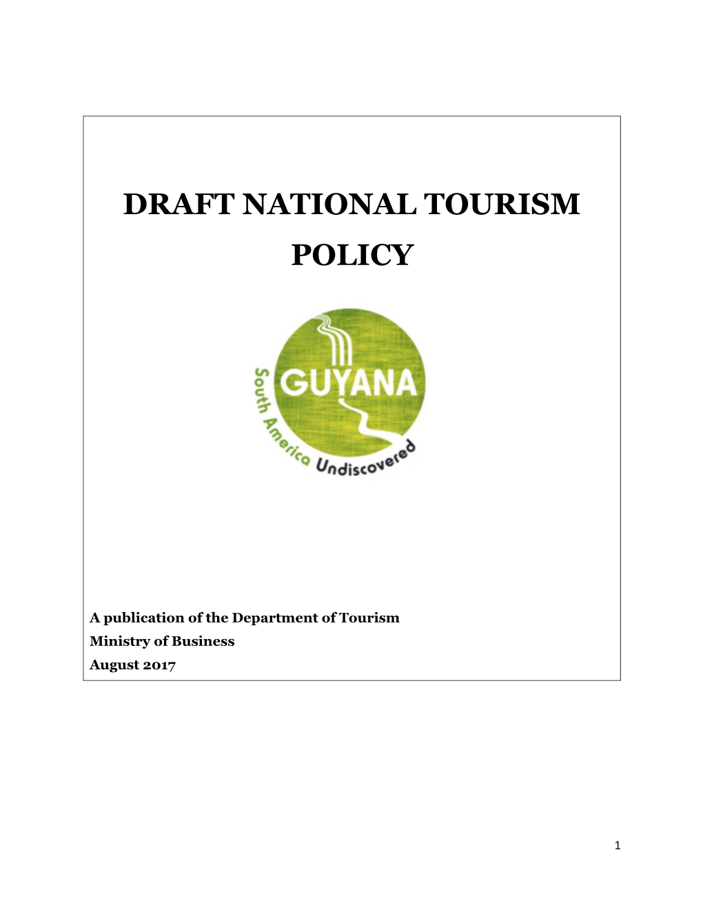 Draft National Tourism Policy