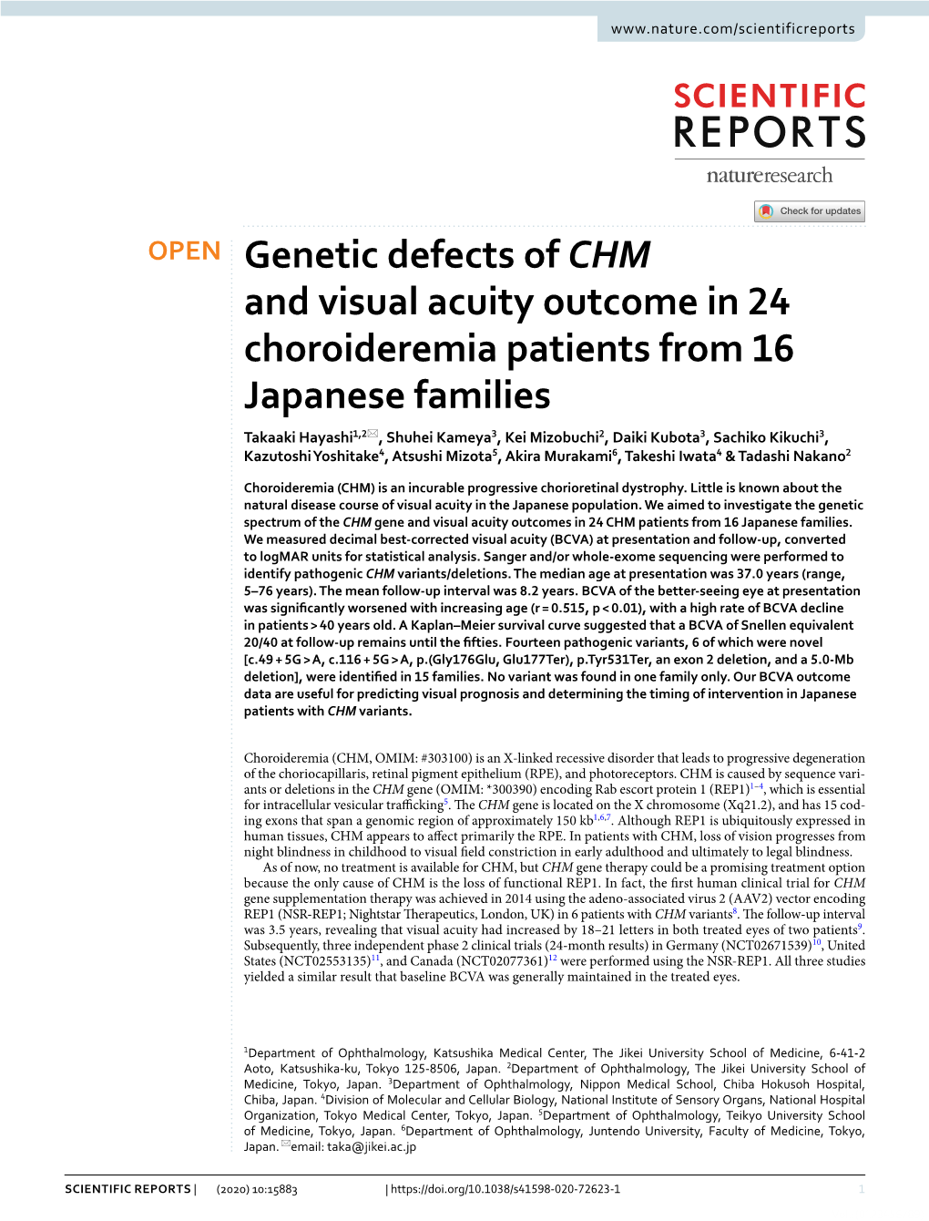 Genetic Defects of CHM and Visual Acuity Outcome in 24 Choroideremia