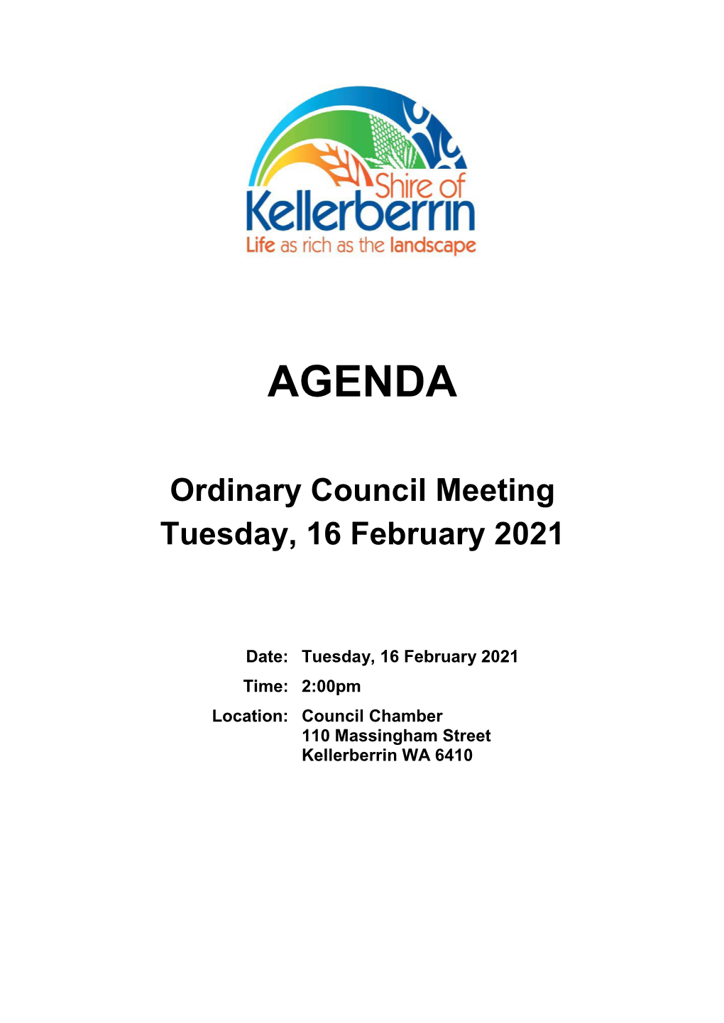 2021 February Council Meeting Agenda