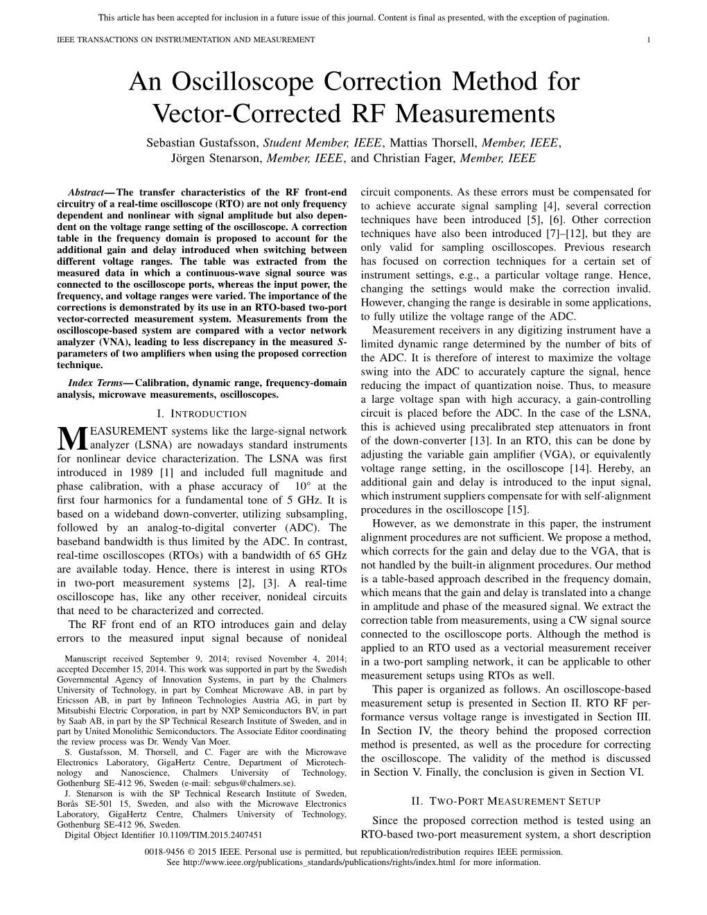 An Oscilloscope Correction Method for Vector-Corrected RF Measurements